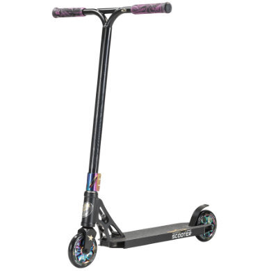 bikestar STAR- SCOOT ER® Free style Aluminium Jump Stunt Scoot er / 120mm Wielen / Zwart Chroom