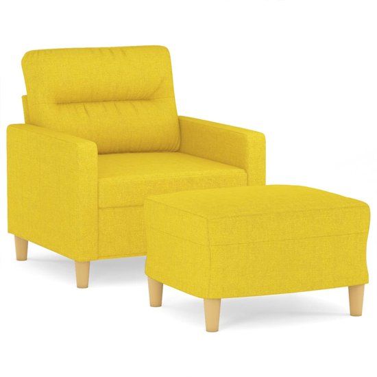 vidaXL Fauteuil met voetenbank stof lichtgeel
