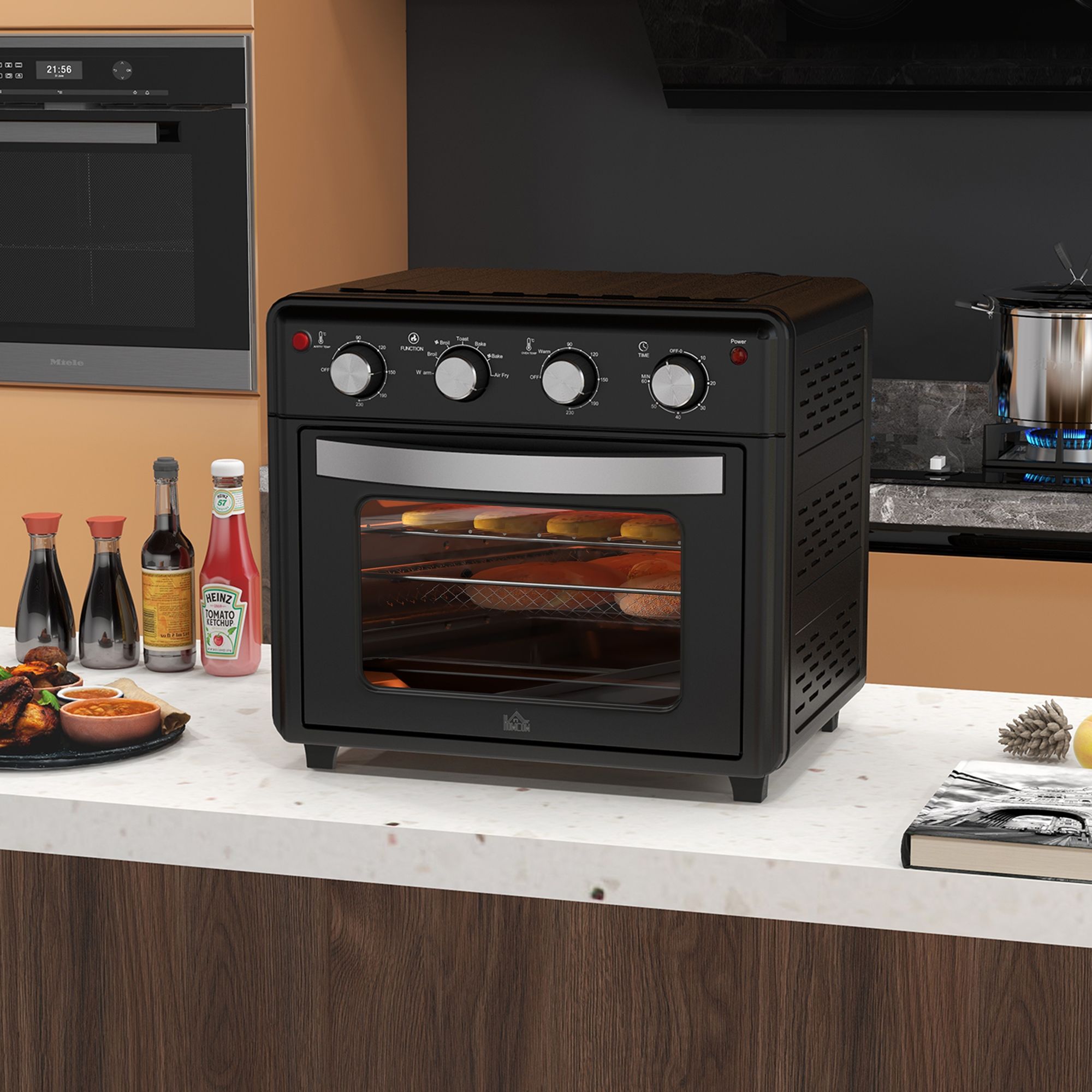 Homcom Multifunctionele Elektrische Tafeloven 30L 1600W 43X39X39Cm Zwart
