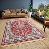 Freundin Home Collection Almas Oosters tapijt, oosters laagpolig woonkamertapijt, zacht oosters tapijt, klassiek voor slaapkamer, eetkamer, woonkamer, hal, keuken, rood, 95 x 140 cm