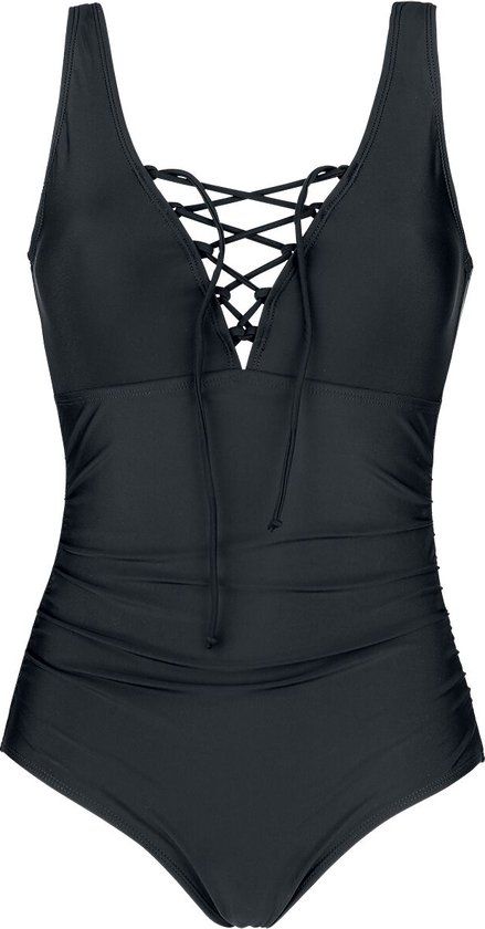 Black Premium by EMP Zwart zwempak met vetersluiting - Dames - XL