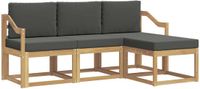 vidaXL - Acacia Hout - Bank Loungeset - Wit en Antracietkleurig - 4 zitplekken