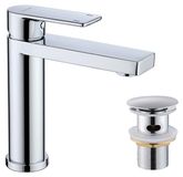 Merkloos Wastafelkraan Roestvrij staal Chroom Pop-up afvoer 1 1/4 inch