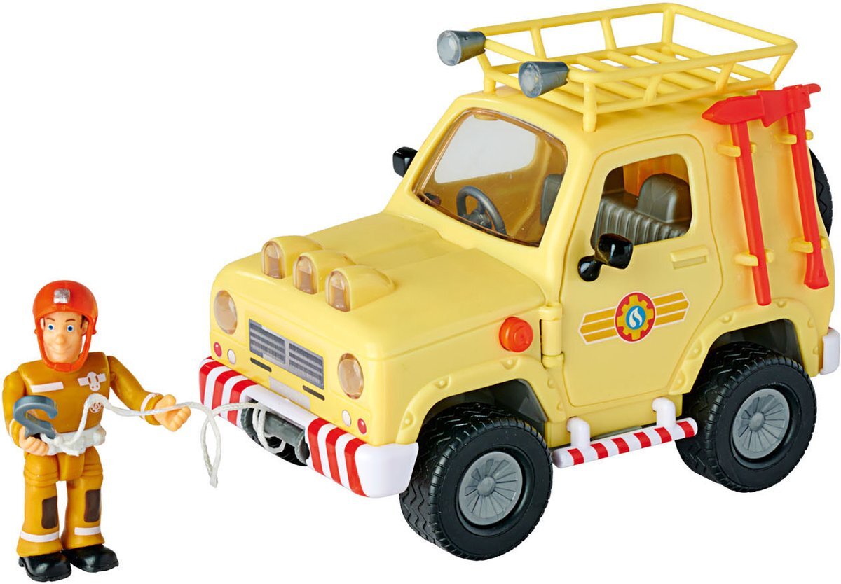 simba brandweerman sam mountain 4x4 jeep met figuur