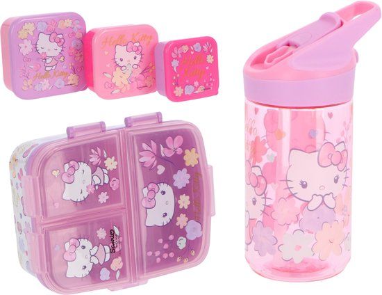 4KidsOnly Danneels Trading Hello Kitty lunchset; drinkfles, lunchbox en snackbox