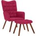 Fauteuil de relaxation en velours bordeaux avec repose-pieds