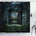 ABAKUHAUS gotisch Douchegordijn, Dark Haunted Castle, 175 x 200 cm, Grijs groen