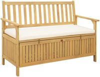 vidaXL Opslagbank 2-Seater 120 x 63 x 84 cm Licht acacia en wit