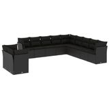 vidaXL Loungeset met kussens, polyrattan, zwart