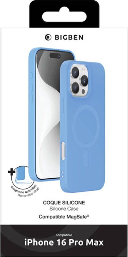 Bigben Connected Hoesje geschikt voor iPhone 16 Pro Max - MagSafe, Blauw