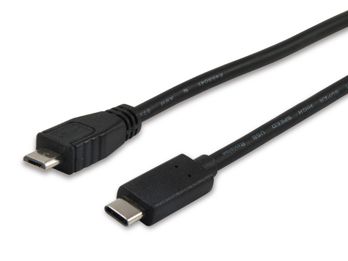 Equip USB 2.0 Type C naar Micro-B Kabel, 1m, Zwart
