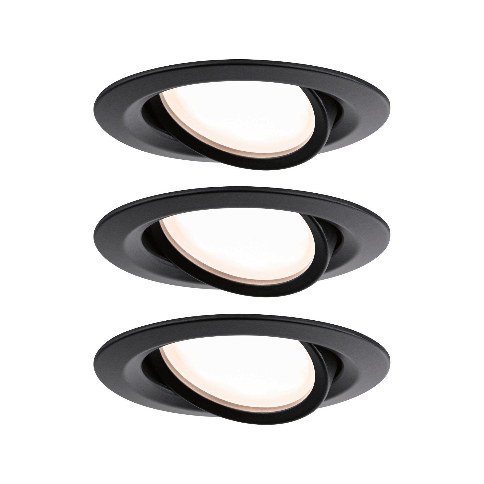 Paulmann Nova Plus Coin Basisset - LED inbouwlamp - Zwenkbaar - 3x6W - 2700K - Zwart mat