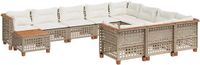 vidaXL 11-delige Tuinset met kussens, polyrattan, beige
