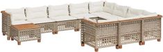vidaXL Ensemble de jardin 11 pièces avec coussins, polyrésin, beige