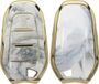 kwmobile housse de clé de voiture pour Peugeot Citroen clé de voiture 3 boutons Smartkey (Keyless Go uniquement) - Housse de protection en TPU - Coque de clé - Design marbre - or / blanc / gris