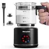 Morpilot Elektrische melkopschuimer, 6-in-1 melkopschuimer voor warme koude en warme chocolademelk, 130-500 ml, 600 W, Latte Design, vaatwasmachinebestendig, visueel glas