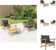 vidaXL Loungeset met Kussens Bamboe Donkergrijs