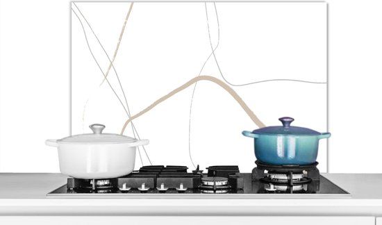 KitchenYeah Spatscherm keuken - Abstract - Line art - Minimalisme - Spatwand - 90x60 cm - Achterwand keuken - Spatscherm