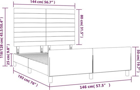 vidaXL Bedframe Stof Zwart 140x190 cm