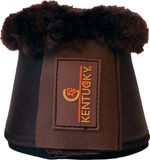 Kentucky Horsewear Bruin Leren Springschoenen voor Paarden - Kunstleer met Bruine Wolrand - L