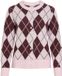 VILA vest jacquard à motif écossais en maille - rose clair/rouge foncé