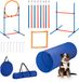 Relaxdays Agility Set voor Honden - 76-delig - Hondentunnel, Slalom, Hordes - Blauw/Oranje