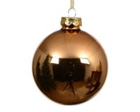 Decoris boule de noël 8cm en verre, couleur marron 1 pièce