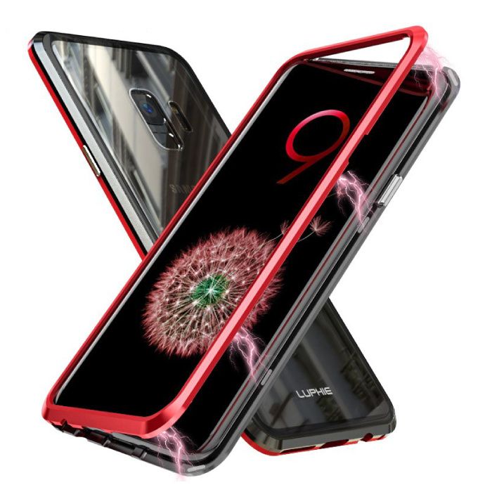 Stuff Certified Samsung Galaxy A8 Plus Magnetisch 360° Hoesje met Tempered Glass - Rood