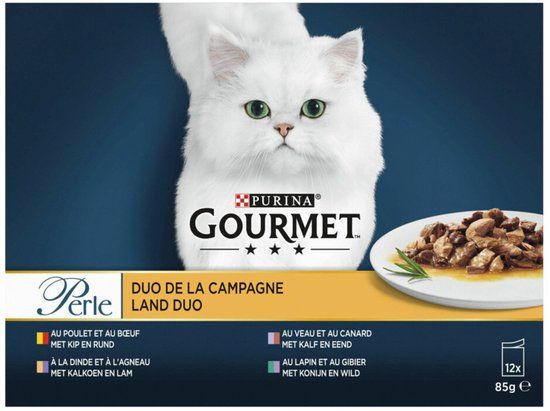 Gourmet Purina Gourmet Perle Mini Filets Multipack Land Duo in Saus 12 x 85 gr