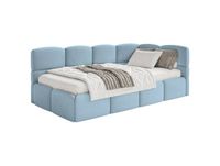 Lit ado 120 cm, velours, droite, bleu clair