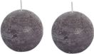 Spaas Bolkaars - 2x - taupe - 8 cm - rustiek - 24 branduren - kaarsen