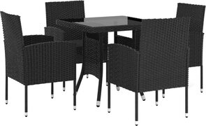 vidaXL 5-delige Tuinset poly rattan zwart