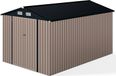 COSTWAY Abri de jardin en métal, 350 x 223 x 197 cm. Abri de jardin avec toit en pente, portes verrouillables et clés
