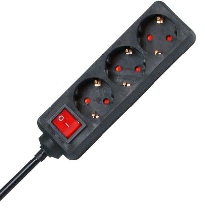 Kopp 129715009 Stekkerdoos - Zwart/Rood - 1.4m Kabel - Met Schakelaar