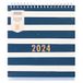 Busy B Bureaukalender van januari tot december 2024 - marineblauwe streep - bureauplanner met zakken en ingebouwde standaard. Perfect voor kantoor- en bureauorganisatie