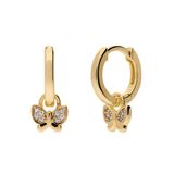 Lucardi Kinder Zilveren goldplated oorringen vlinder met wit zirkonia