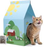 Nobleza Planche griffoir pour chat avec herbe à chat - Maison pour chat avec planche griffoir - 30x30x52cm