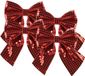 Decoris Kerst strik - 4x - rode pailletten - 20 x 24 cm - polyester - kerstversiering