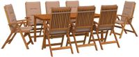 vidaXL 9-delige tuinset Taupe Massief Acacia Hout