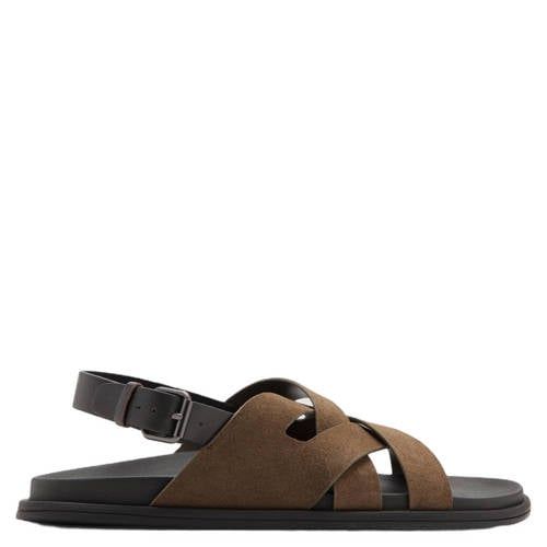 Mango Man bruine suède sandalen