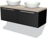 Maxaro Badkamermeubel Modulo Plato 120cm Mat Zwart 2 Lades Lichtgrijs Eiken