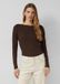 s.Oliver - Dames - Geribd shirt met lange mouwen en boothals - Donkerbruin - Maat 46