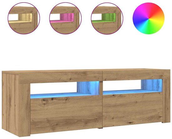 vidaXL Tv-meubel met LED 120x35x40 cm bewerkt hout artisanaal eiken