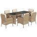 vidaXL 7-delige Tuinset met Kussens, Beige, Poly Rattan