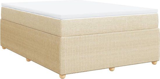 vidaXL Boxspring met matras stof crèmekleurig 140x190 cm
