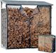 Quick-star Étagère à bois de chauffage en aluminium pour extérieur 143 x 70 x 145 cm avec protection contre les intempéries transparent, Pro - profil en aluminium de 40 mm, gris, résistant aux intempéries, capacité 1,4 m³ (2 SRM), M Abri à bois de chauffage de jardin aide au empilage