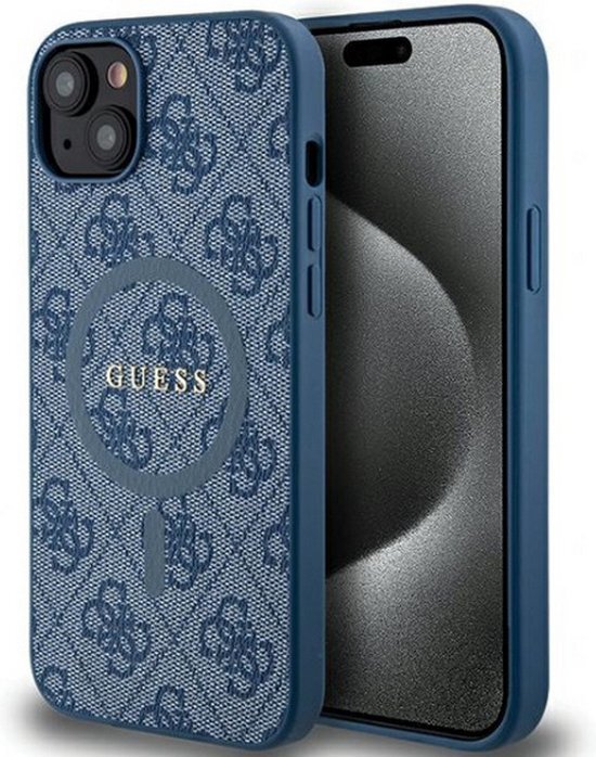 Guess 4G Back Case (MagSafe Compatible) - Geschikt voor Apple iPhone 15 Plus (6.7") - Blauw