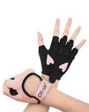 OTraki Sporthandschoenen voor dames, roze, fitnesshandschoenen met gevoerde handpalm van ademende siliconen, voor gewichtheffen, training, bodybuilding, verstelbare sluiting