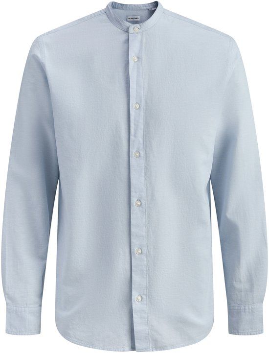 JACK&JONES JJEBREEZE LINEN BLEND BAND SHIRT L/S SN Heren Overhemden Lange mouw Katoen/Linnen Regular Fit Celestial Blue S