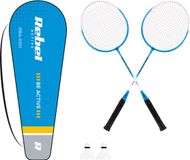 Rebel Active Badmintonset Stalen Racket Blauw/Wit Inclusief Etui